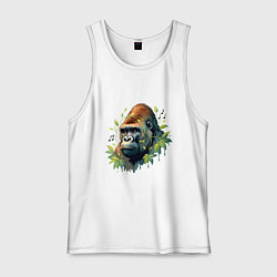 Майка мужская хлопок Музыкальная горилла, цвет: белый