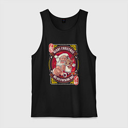 Майка мужская хлопок Merry christmas ho, цвет: черный