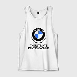 Майка мужская хлопок BMW Driving Machine, цвет: белый
