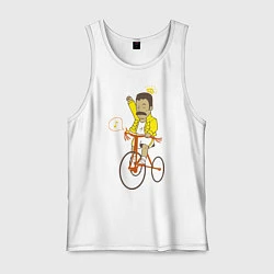 Майка мужская хлопок Фредди на велосипеде, цвет: белый