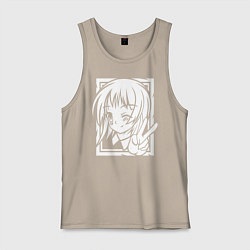 Майка мужская хлопок Аниме позитив, цвет: миндальный