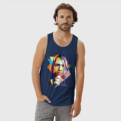 Майка мужская хлопок Kurt Cobain: Colors, цвет: тёмно-синий — фото 2