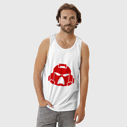 Майка мужская хлопок Шлем Космодесанта, цвет: белый — фото 2