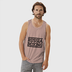 Майка мужская хлопок Russia boxing, цвет: пыльно-розовый — фото 2