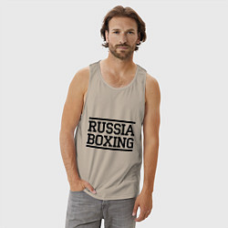 Майка мужская хлопок Russia boxing, цвет: миндальный — фото 2