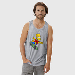 Майка мужская хлопок Барт на скейте, цвет: меланж — фото 2