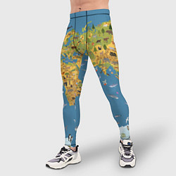 Тайтсы мужские Карта мира детская, цвет: 3D-принт — фото 2