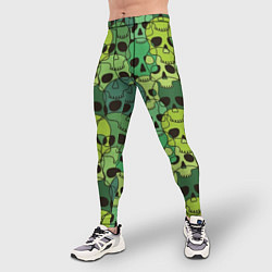 Тайтсы мужские Зеленые черепа - паттерн, цвет: 3D-принт — фото 2