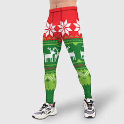 Тайтсы мужские Скандинавские новогодние олени, цвет: 3D-принт — фото 2