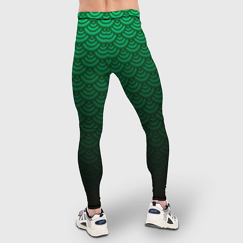 Мужские тайтсы Узор зеленая чешуя дракон / 3D-принт – фото 4