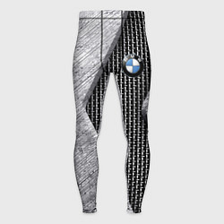 Тайтсы мужские BMW - emblem - metal - texture, цвет: 3D-принт
