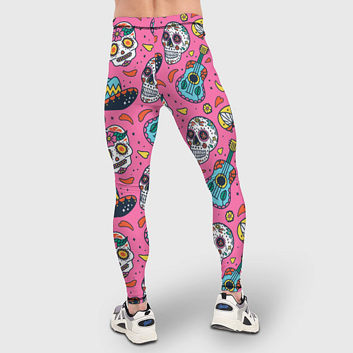 Мужские тайтсы День Мёртвых узор из черепов / 3D-принт – фото 4