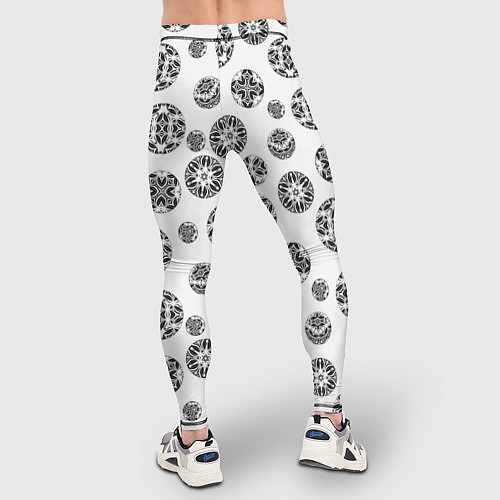 Мужские тайтсы Черно-белый геометрический узор / 3D-принт – фото 4