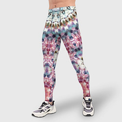 Тайтсы мужские Бирюзово-розовый калейдоскоп мандала, цвет: 3D-принт — фото 2