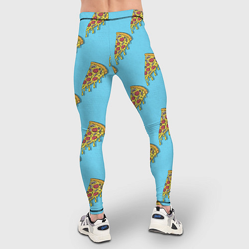 Мужские тайтсы Пицца паттерн на голубом / 3D-принт – фото 4