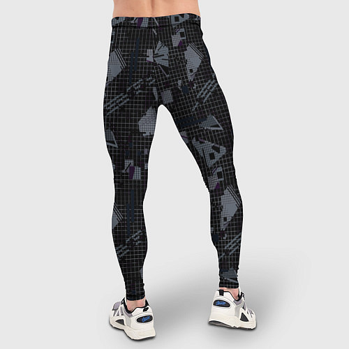 Мужские тайтсы Темный серый узор мемфис / 3D-принт – фото 4