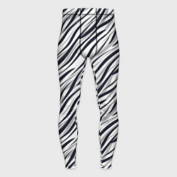 Тайтсы мужские Черно-белый полосатый тигровый, цвет: 3D-принт