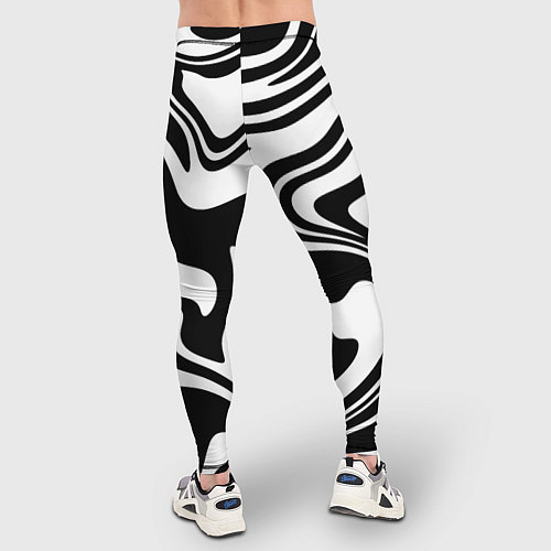 Мужские тайтсы Черно-белые полосы Black and white stripes / 3D-принт – фото 4