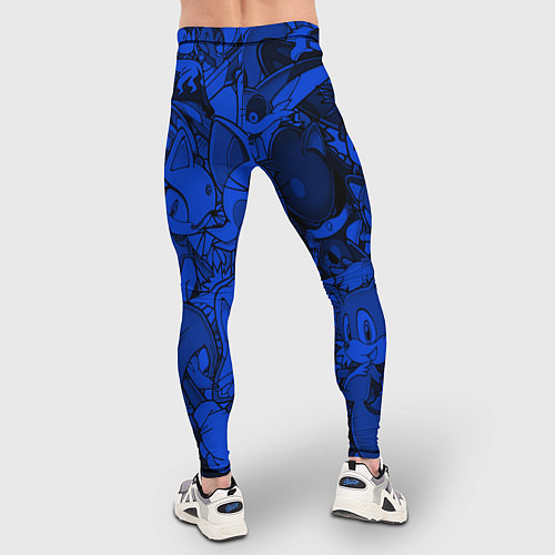 Мужские тайтсы SONIC BLUE PATTERN СИНИЙ ЁЖ / 3D-принт – фото 4