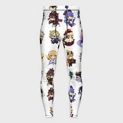 Тайтсы мужские Все герои Геншин Импакта чиби паттерн, цвет: 3D-принт