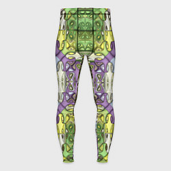 Тайтсы мужские Коллекция Фрактальная мозаика Фиолетово-зеленый, цвет: 3D-принт