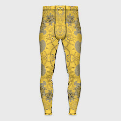 Тайтсы мужские Коллекция Фрактальная мозаика Желтый на черном 573, цвет: 3D-принт