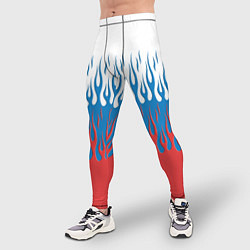 Тайтсы мужские Флаг России пламя, цвет: 3D-принт — фото 2
