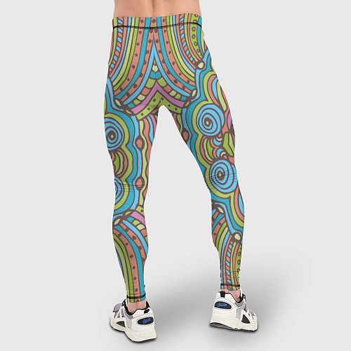 Мужские тайтсы Абстрактный разноцветный узор Линии, волны, полосы / 3D-принт – фото 4
