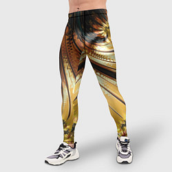 Тайтсы мужские Черный с золотым фрактал Абстракция, цвет: 3D-принт — фото 2