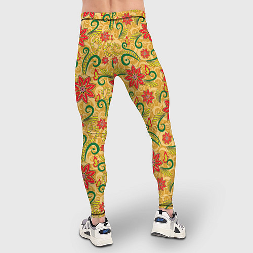 Мужские тайтсы Оранжевая хохлома / 3D-принт – фото 4