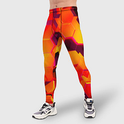 Тайтсы мужские НЕОНОВЫЕ ГРАДИЕНТНЫЕ 3D гексаэдры, цвет: 3D-принт — фото 2