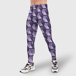 Тайтсы мужские Фиолетовые шестиугольники, цвет: 3D-принт — фото 2