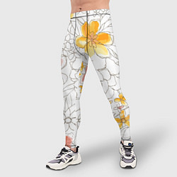 Тайтсы мужские Минималистическая цветочная композиция Watercolour, цвет: 3D-принт — фото 2