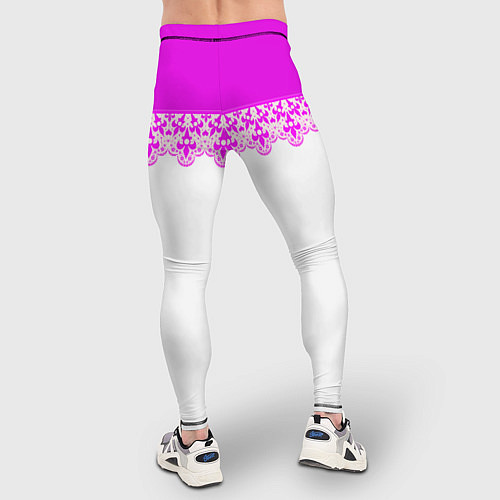 Мужские тайтсы White and pink lace pattern / 3D-принт – фото 4