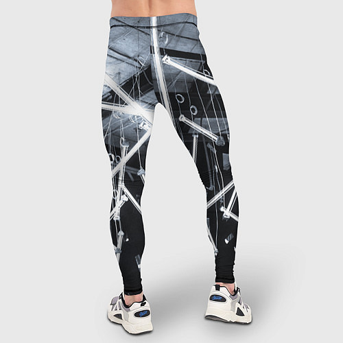 Мужские тайтсы Абстрактное множество фонарей во тьме - Белый / 3D-принт – фото 4