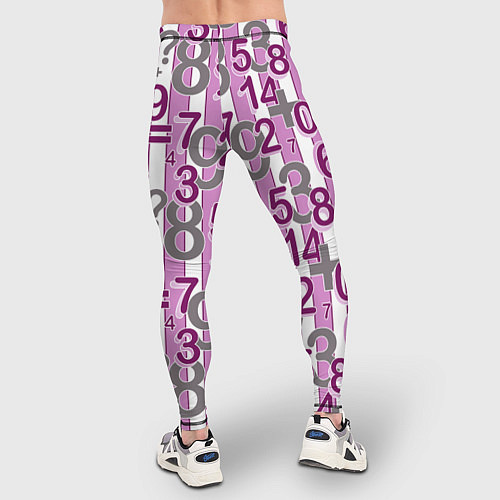 Мужские тайтсы Бело-розовый узор Арифметика / 3D-принт – фото 4