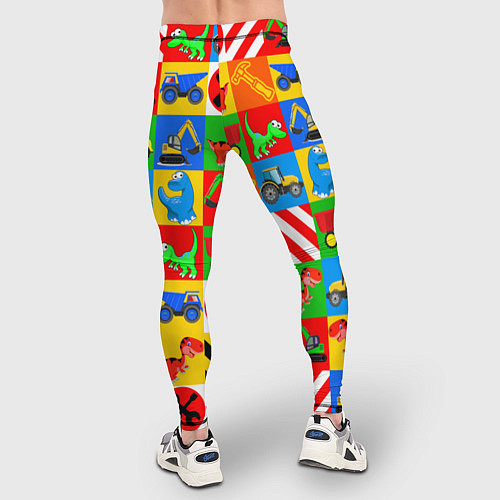 Мужские тайтсы Машинки и динозаврики в кубиках / 3D-принт – фото 4