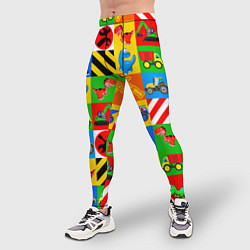 Тайтсы мужские Машинки и динозаврики в кубиках, цвет: 3D-принт — фото 2