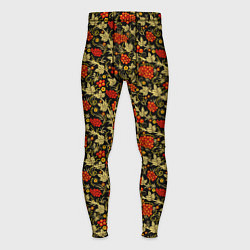 Тайтсы мужские Хохлома - красные ягоды, цвет: 3D-принт