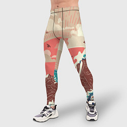 Тайтсы мужские Большие океанские волны и скалистый остров на зака, цвет: 3D-принт — фото 2