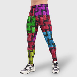 Тайтсы мужские Грубая вязка - цветная клетка - fashion 2044, цвет: 3D-принт — фото 2