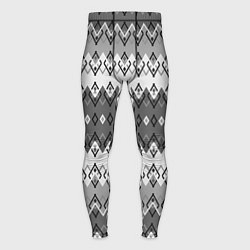Тайтсы мужские Серый геометрический полосатый орнамент, цвет: 3D-принт