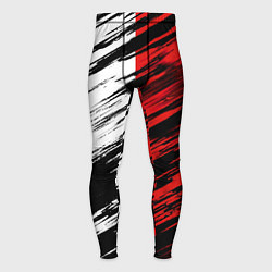 Тайтсы мужские Белые и красные полосы, цвет: 3D-принт