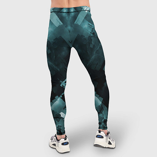 Мужские тайтсы Голубые и чёрные полоски / 3D-принт – фото 4