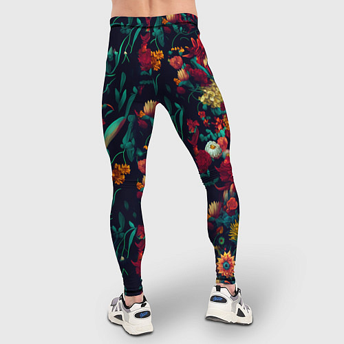 Мужские тайтсы Цветочный паттерн с цветами и листьями / 3D-принт – фото 4
