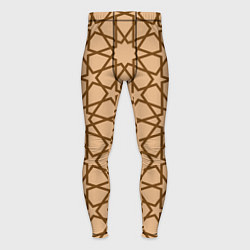 Тайтсы мужские Бежево-коричневый звёздочный паттерн, цвет: 3D-принт