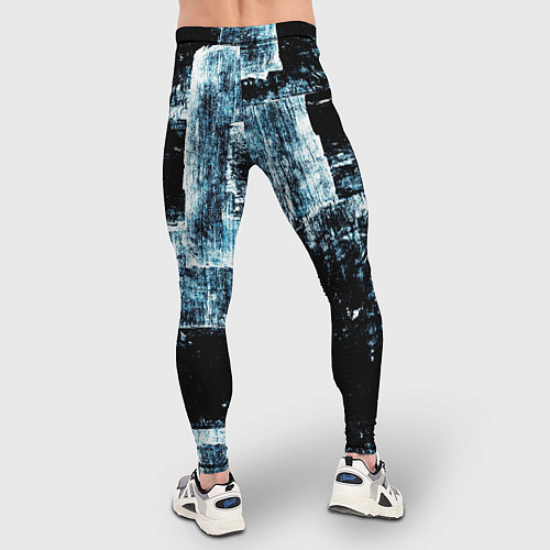 Мужские тайтсы Голубой, чёрный и белый абстракт / 3D-принт – фото 4