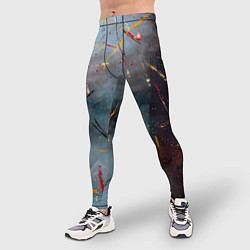 Тайтсы мужские Тёмно-серый туман и краски, цвет: 3D-принт — фото 2