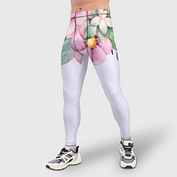 Тайтсы мужские Пастельные цветы акварелью - наверху, цвет: 3D-принт — фото 2