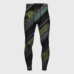 Тайтсы мужские Фиолетовые и зеленые вставки, цвет: 3D-принт
